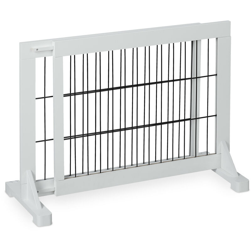 Relaxdays - Barrière de sécurité, extensible, escaliers et portes, HxL : env. 56x70-115 cm, pour enfants & chiens, blanche