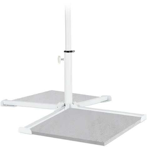 Relaxdays Base per Ombrellone, Piedistallo per Aste Parasole 19-34 mm, Supporto a Croce Pieghevole, in Acciaio, Bianco