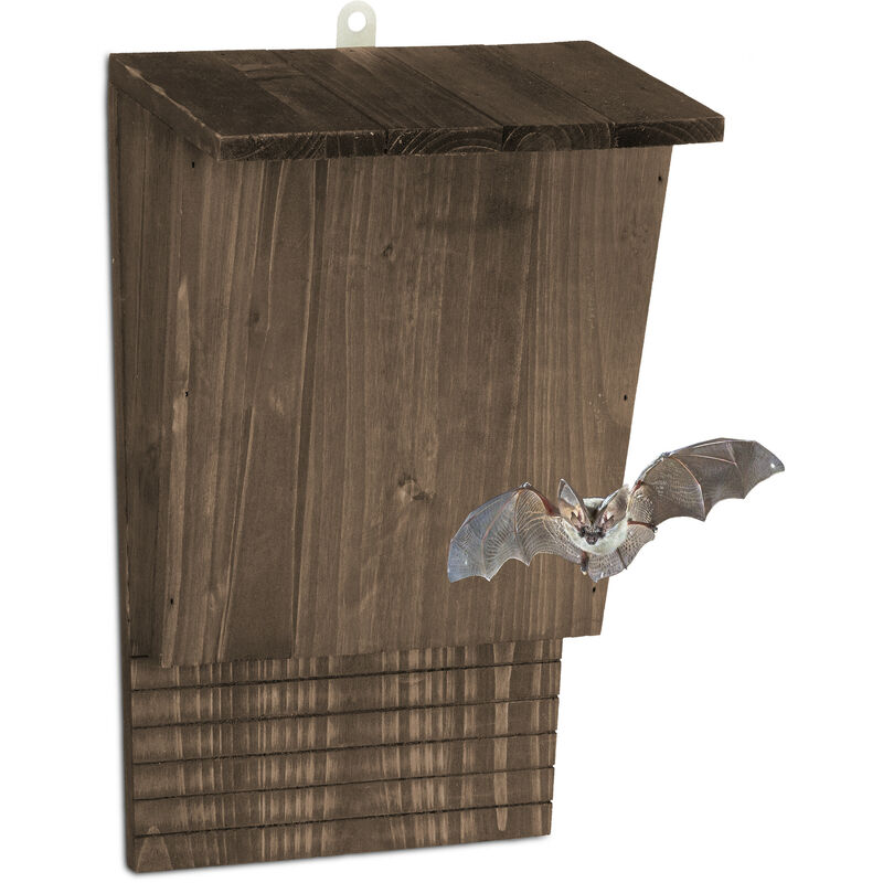 Bat Box, Large Safelodging for Wildlife, HxWxD: 37x22x12.5, Animal Hotel, Sanctuary, Protect, Pine Wood, Brown - Relaxdays