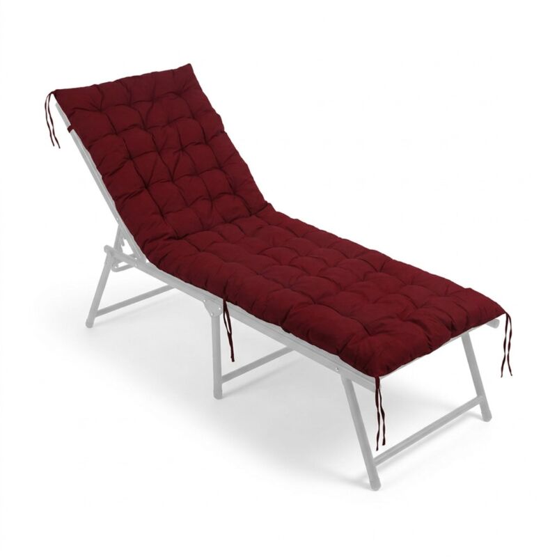Relaxdays Bench Cushion, 190x70 Cm, Padded, Quilted, With Ties, Outdoor, For Garden Benches & Pallets, Red