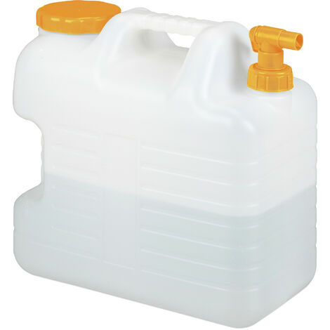   Bidon d'eau avec robinet, 20 litres, plastique sans BPA, couvercle, poignée, réservoir, blanc/orange