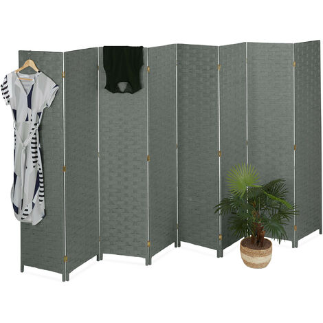 Relaxdays Biombo 4 Paneles, 170 x 160 cm, Separador Ambientes Plegable,  Madera y Cuerda de Papel