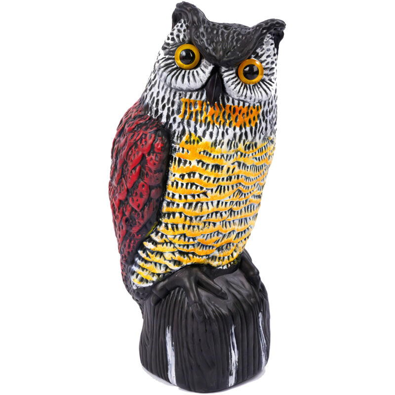 Relaxdays Bird Repellent Owl, Sand-fillable, Hxwxd, 40 X 18 X 16 Cm, Garden & Balcony, Pigeon Deterrent, Black/red