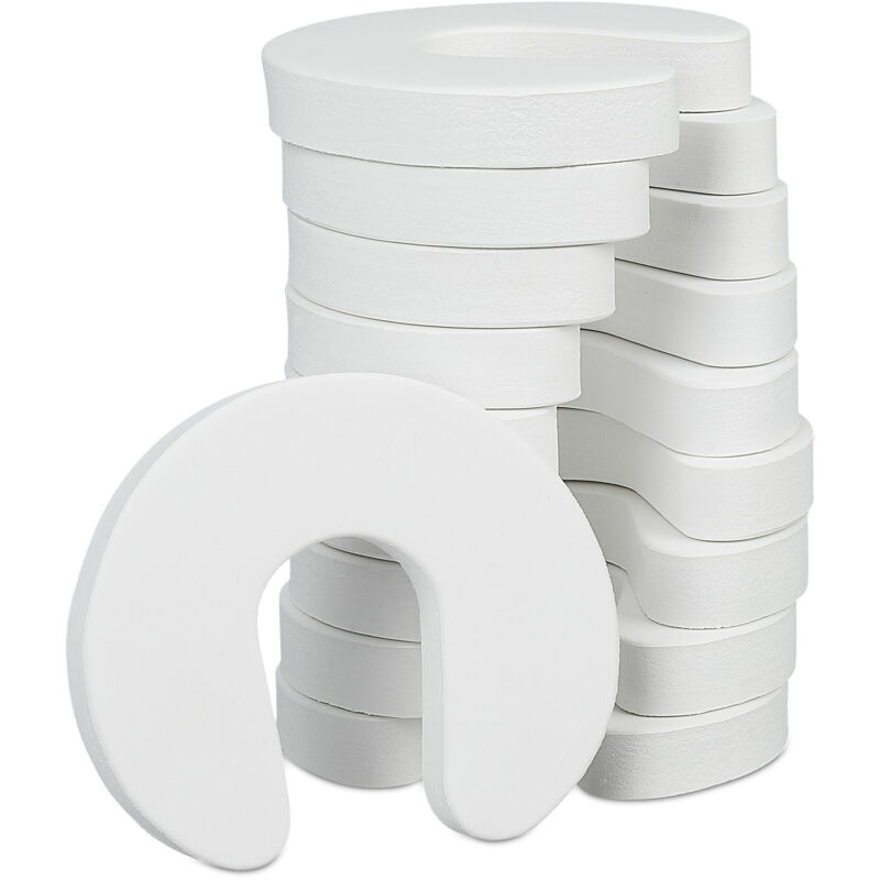 Bloque-porte, lot de 20, pour tiroir, anti-pincement pour bébés et enfants, mousse, hlp 2 x 9 x 10,5, blanc