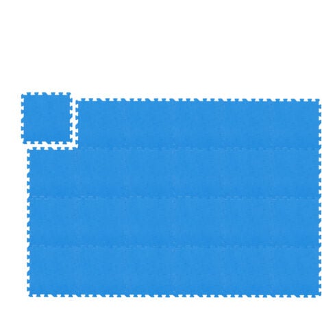 Relaxdays Bodenschutzmatte, 24 Puzzlematten für Sport & Fitnessgeräte, 30x30 cm, 2,16 m², Schaumstoff, BPA-frei, blau