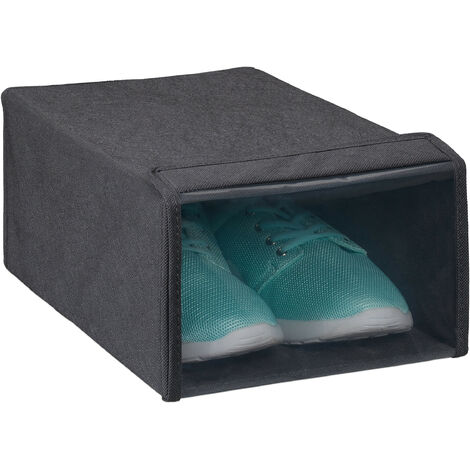 Relaxdays Boîte à chaussures en tissu, ranger, ordonner, à l’abri, rangement couvercle, HLP : env. 14,5x22,5x34 cm, gris
