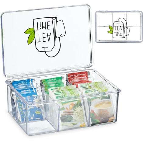 Boîte à thé transparente 4 compartiments - Boîtes à thé : Buffet Plus