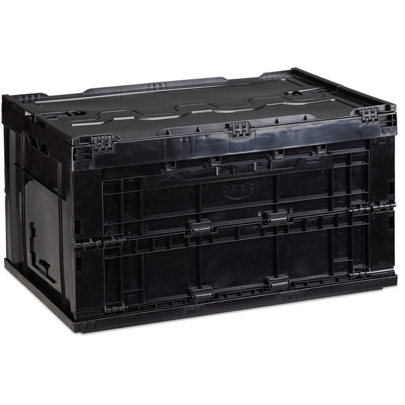 Boîte de transport, lot de 4, stable, pour commerce, de qualité 60 litres HxlxP 32,5x58,5x39,5cm, noir