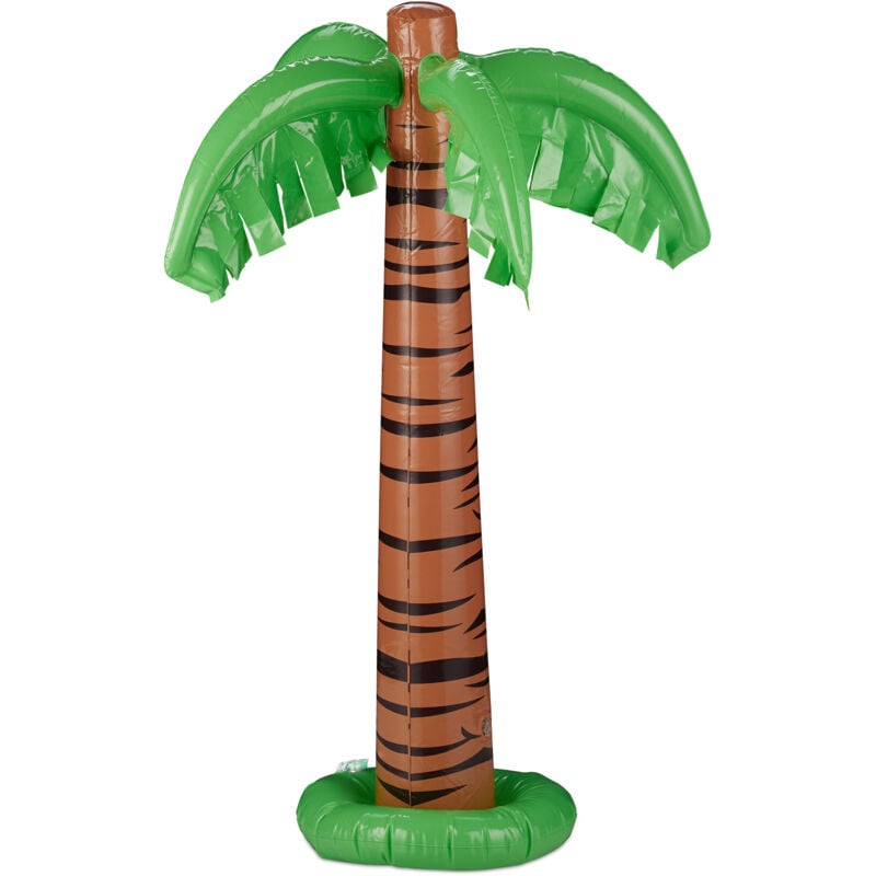Bouée gonflable palmier, lot de 2, Palmier gonflable XXL piscine et plage, Palmier tropical géant à gonfler, vert-brun