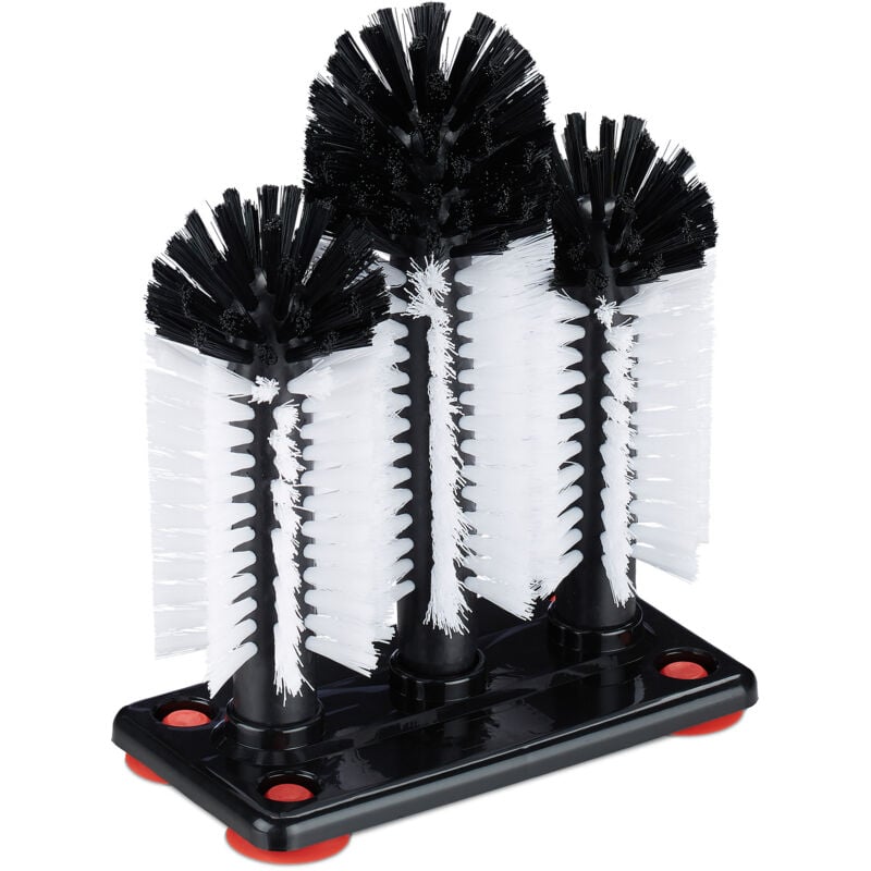 Brosse lave-verre, lot de 2, avec ventouse, gastronomie, fêtes & bar, goupillon, HLP: 22 x 18,5 x 9,5 cm, blanc/noir