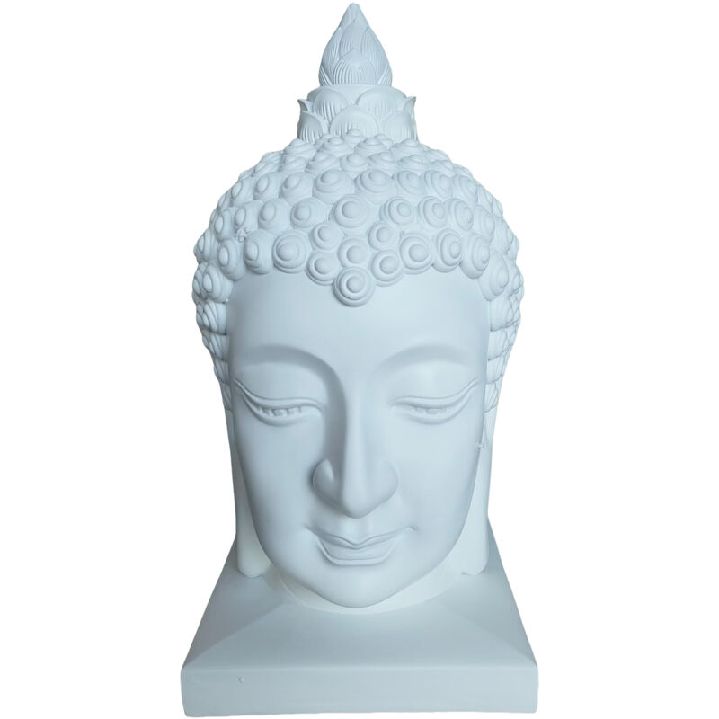 Relaxdays Buddha Head, 60x30x30 Cm, Zen Decor For Living Room & Garden, Weatherproof, Frostproof, White