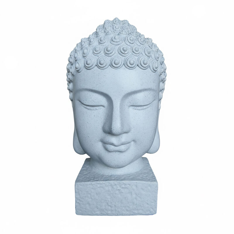 Relaxdays Buddha Head 70x45x45 Cm - Zen Decorative Statue For Living Room & Garden, Weatherproof, Frostproof, White