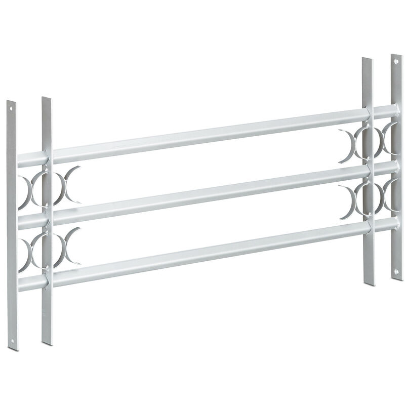 Relaxdays Burglary Protection Window Grille, Pull-Out, Galvanized Steel, 450 x 1000-1500 mm, Security Bars, Grey