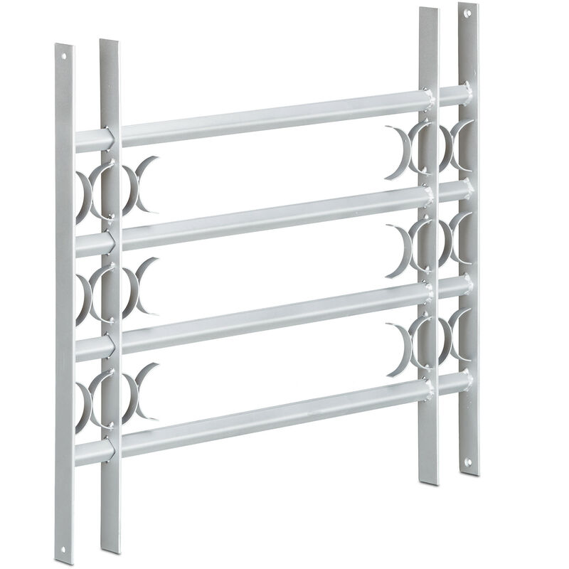 Relaxdays - Burglary Protection Window Grille, Pull-Out, Galvanized Steel, 600 x 700-1050 mm, Security Bars, Grey