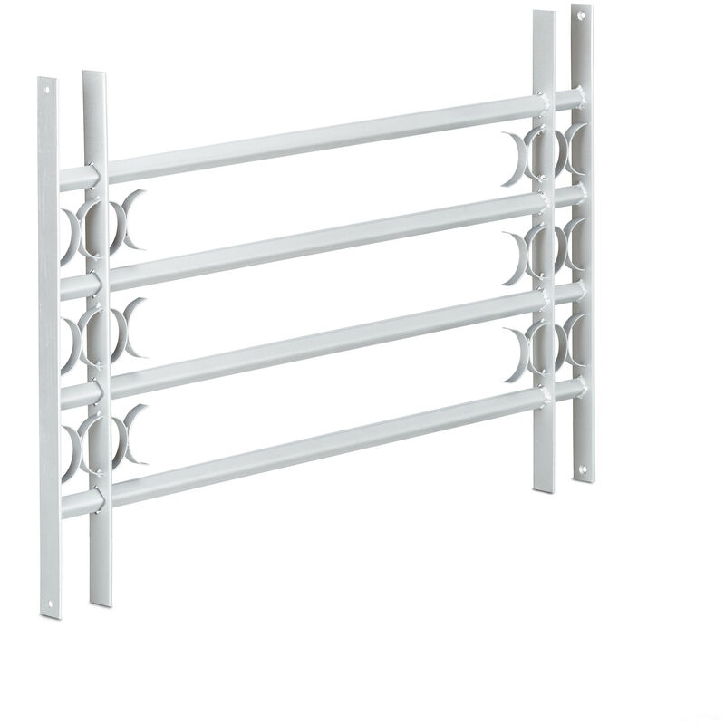 Burglary Protection Window Grill, Pull-Out, Galvanized Steel, 600 x 1000-1500 mm, Security Bars, Grey - Relaxdays