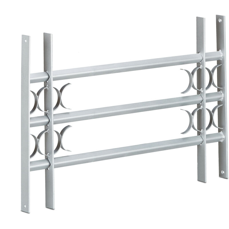 Relaxdays Burglary Protection Window Grille, Pull-Out, Galvanized Steel, 450 x 700-1050 mm, Security Bars, Grey