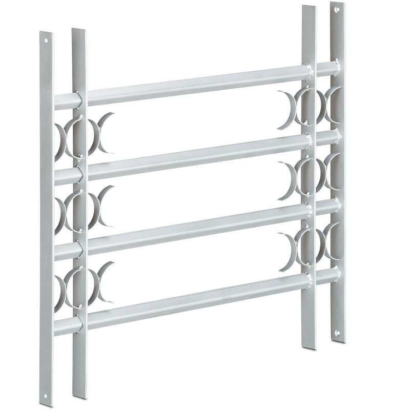 Relaxdays Burglary Protection Window Grille, Pull-Out, Galvanized Steel, 600 x 700-1050 mm, Security Bars, Grey