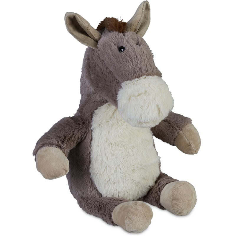 Butoir de porte âne, tissu, sable, cale-porte à poser au sol, pour l'intérieur, HxLxP : env. 26x24x17 cm, gris - Relaxdays