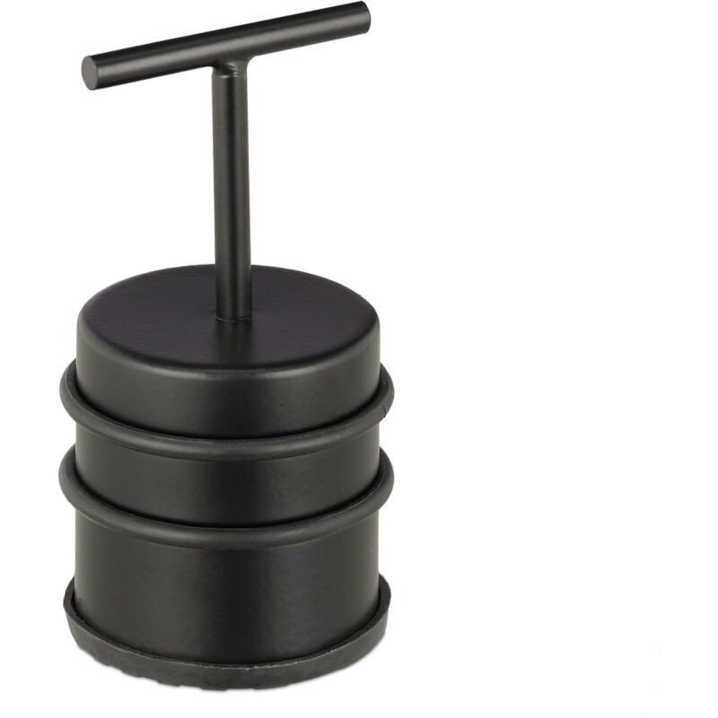 Relaxdays - butoir de porte avec poignée, lot de 2, porte & fenêtre, arrêt de porte, haut, intérieur, caoutchouc, inox, ∅ 7 cm, noir