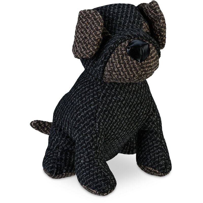 Relaxdays - Butoir de porte chien, cale-porte, HxLxP : 23,5x18x22 cm, remplissage sable, butée porte, à poser, gris/marron