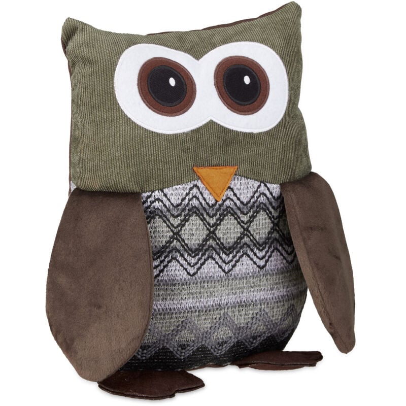 6x Butoirs de porte chouette arrêt de porte Hibou cale porte tissu sable butée porte HxlxP: 24 x 14 x 14 cm, brun