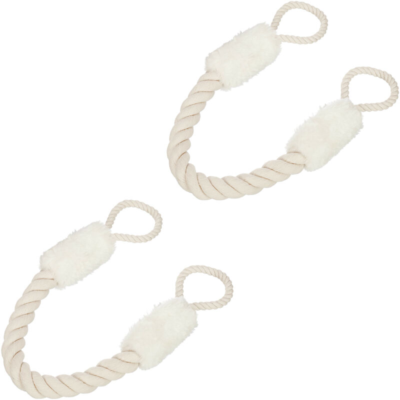 Butoir de porte, lot de 2, arrêt, sécurité, 60cm, anti-pincement pour enfants & animaux, beige/blanc - Relaxdays