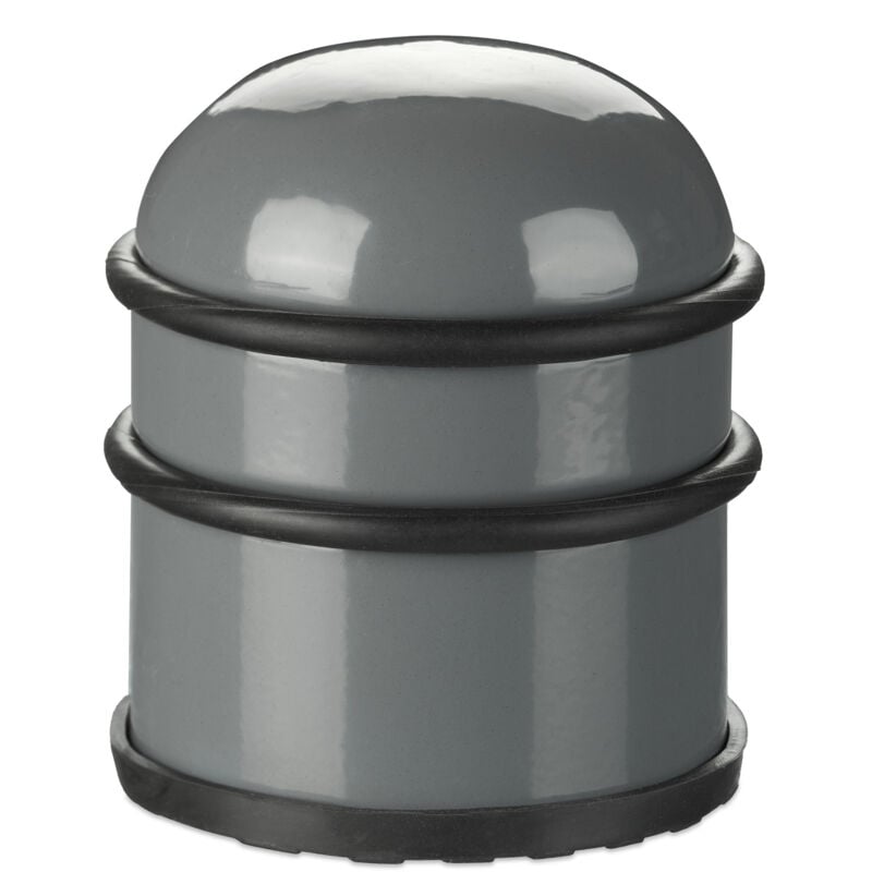 Butoir de porte, lot de 2, lourdes portes & fenêtres, en acier inoxydable & caoutchouc, haut & rond, ∅ 7 cm, gris foncé