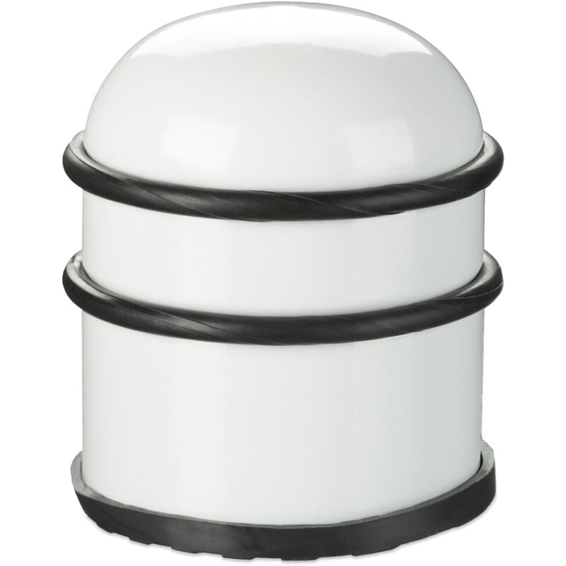 Butoir de porte, lot de 2, lourdes portes & fenêtres, en acier inoxydable & caoutchouc, haut & rond, ∅ 7 cm, blanc