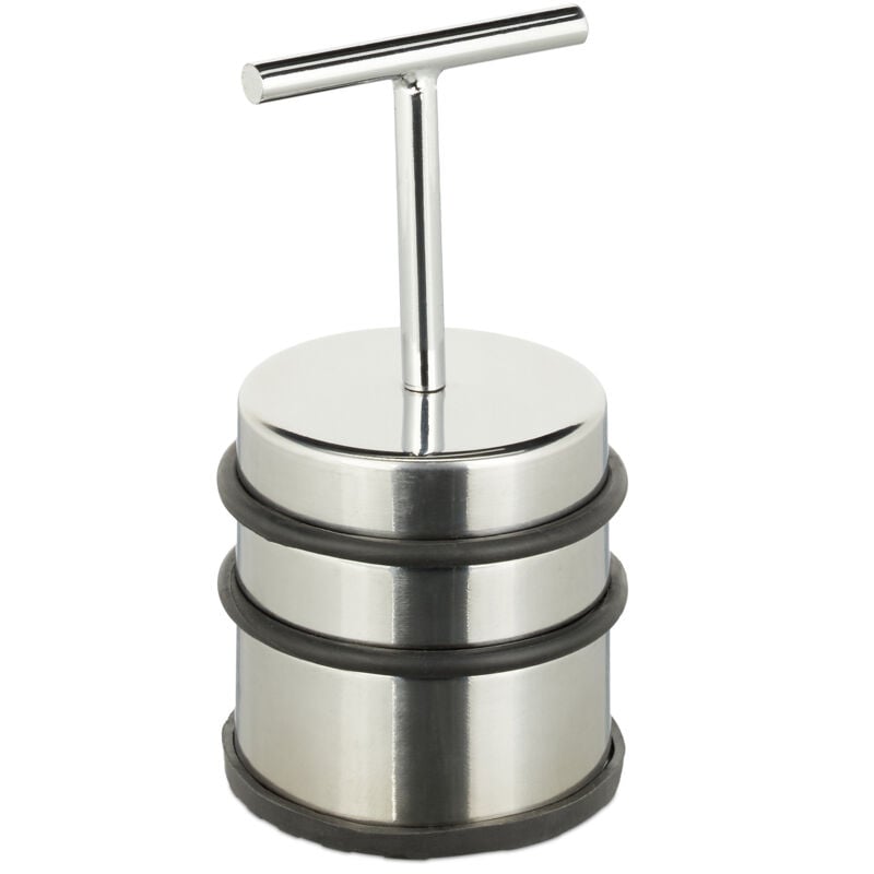 Butoir de porte à poignée, lot de 4, porte & fenêtre, haute, ronde, intérieur, caoutchouc, acier inoxydable, ∅7, argenté