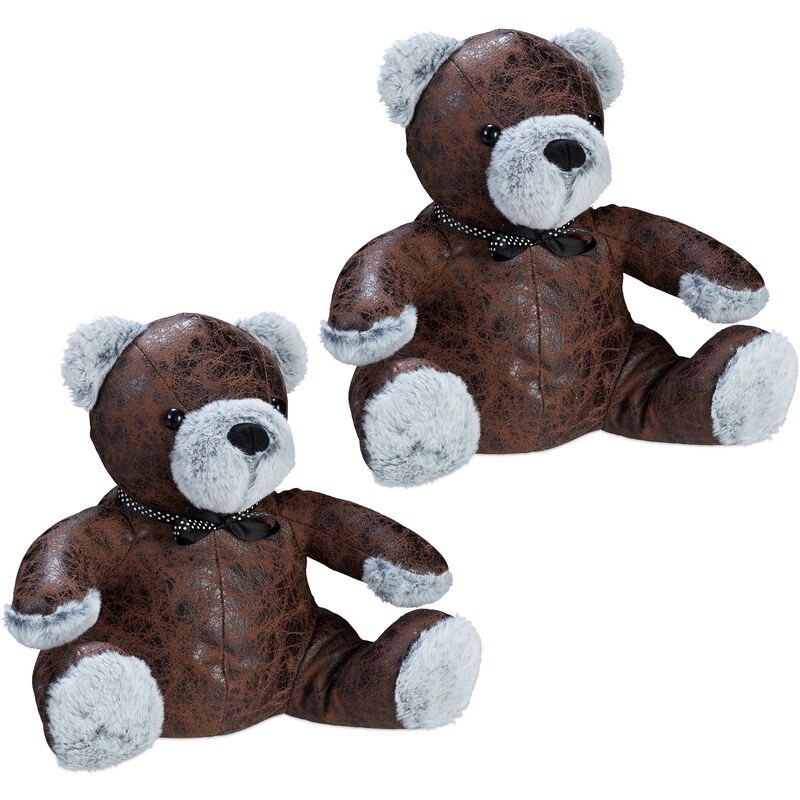 Butoir pour porte ours, lot de 2, tampon pratique, décoratif, se tient droit, rempli, intérieur, décoration, marron