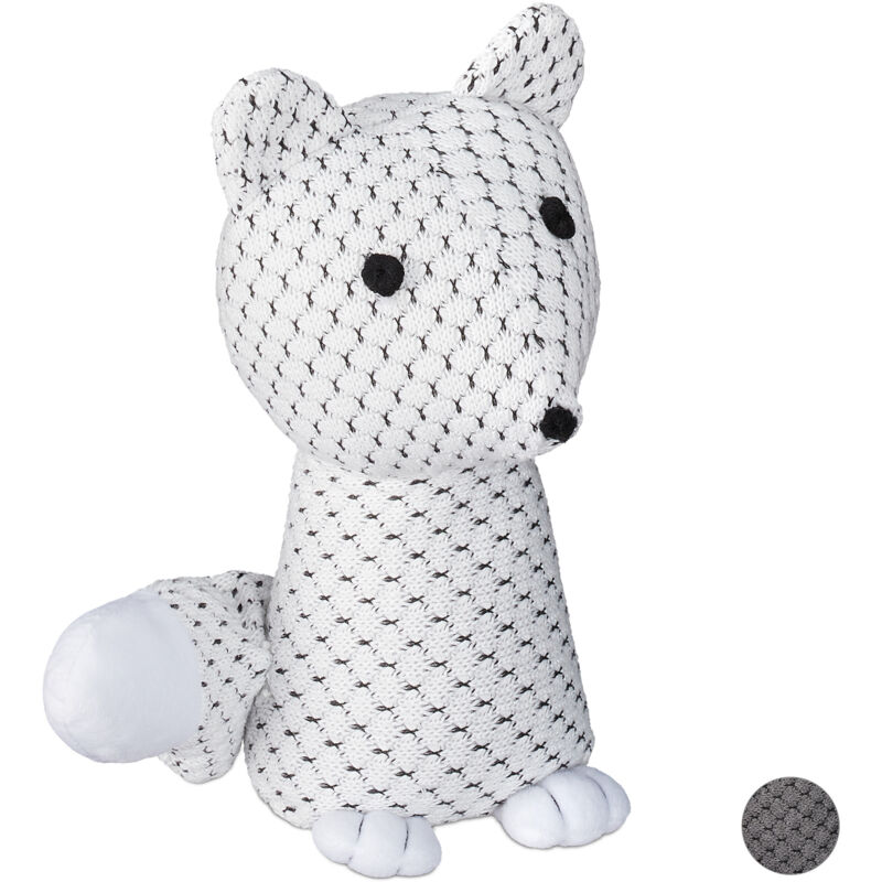 2x Butoirs pour porte renard, tampon pour porte décoratif, se tient droit, rempli, intérieur, 1 kg, blanc