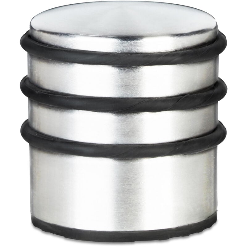 Butoir de porte, lot de 6, arrêt de porte, 7,5 x 7 cm, haut, portes lourdes, acier inoxydable, antidérapant, argenté