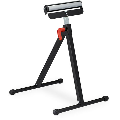 Relaxdays Caballete de Rodillos, Altura Trabajo Regulable 67-110 cm, Plegable, Resiste hasta 60 kg, Acero, Taller, Negro