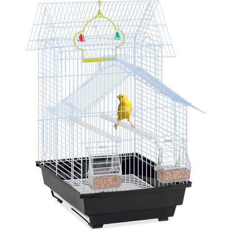 Ferplast Cage Oiseaux PLANETA, Volière, Perruche, Canari, Petits Oiseaux,  avec Mangeoire et Accessoires, Support à Roulettes
