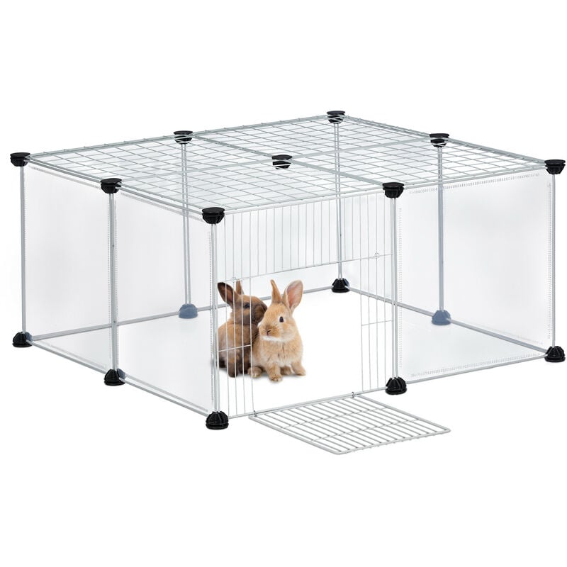 Relaxdays - Cage pour petits animaux de compagnie, 37 x 75 x 75 cm, enclos avec une porte et une protection blanche