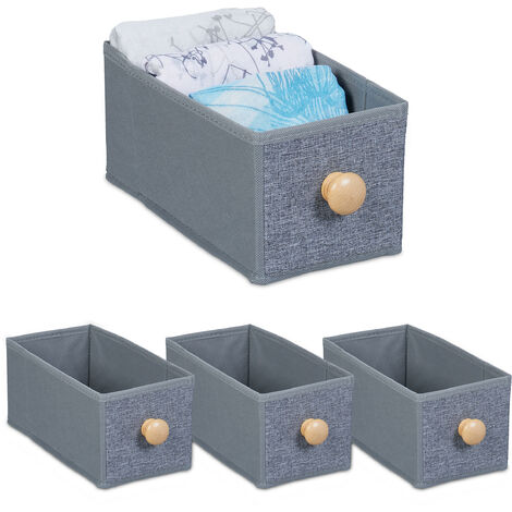 Relaxdays Cajas Plegables Set de 2, Cajones Almacenaje Pequeños, Apilables,  10x25x26,5 cm, Plástico, Color Negro