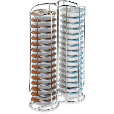 Relaxdays Capsule Holder Compatible Tassimo, Coffee Pod Holder for 32 Units, H x W x D: 29 X 18 X 8.5 cm, Silver