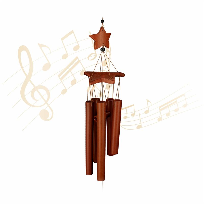 Relaxdays - Carillon à vent en bambou, ciel étoilé, à suspendre, hlp 63 x 9,5 x 8 cm, pour extérieur et intérieur, marron
