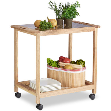 Festnight Carrito Camarera Plegable con Ruedas, Madera,54 x 82 x