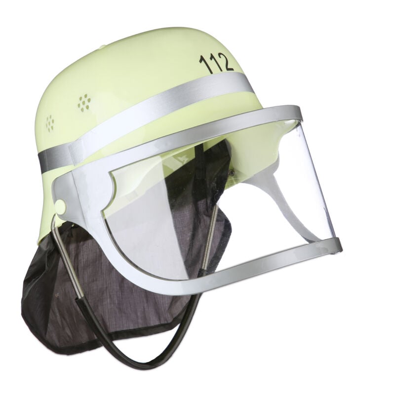 Casque de pompier pour enfants, lot de 2, avec visière réglable en pvc HxlxP: 24,5 x 22,5 x 28 cm, jaune