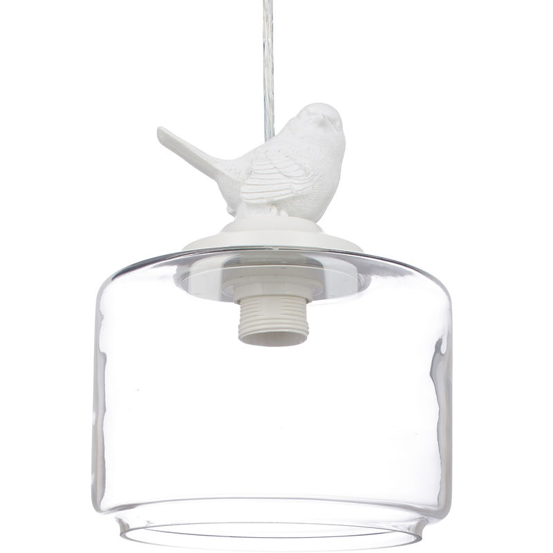 Relaxdays - Ceiling Light with Bird, Deco Lamp in Vintage Retro Look, E27 Socket, Transparent