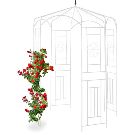 Relaxdays Cenador de jardín, Soporte para trepadoras, Metal, 250x160x160 cm, Blanco