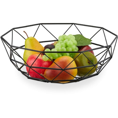Cesto Portafrutta da Tavolo Cestino per Frutta a 2 Ripiani 30 x 30 x 36 cm  Fruttiera in Ferro, Decorativo