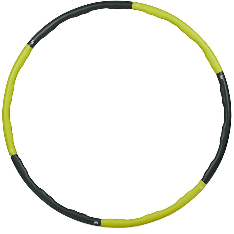 Relaxdays Cerceau Hula Hoop, Ø 98 cm, accessoire de fitness pour adultes, 1,2 kg, pour maigrir, musculation, jaune/gris
