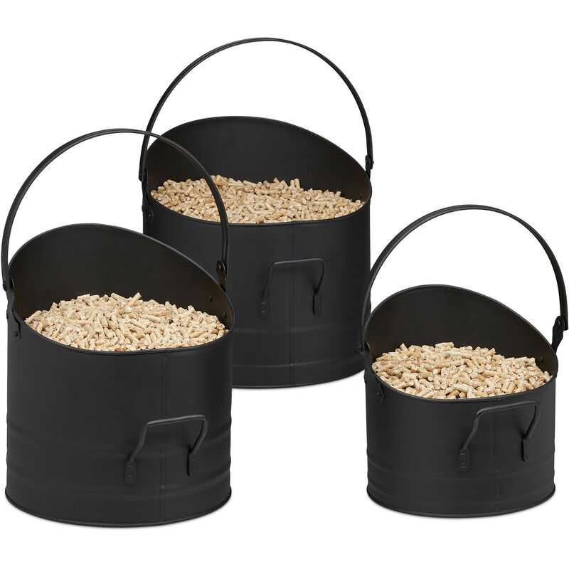 Image of Relaxdays Pellet Bucket, Set of 3,&hellip;