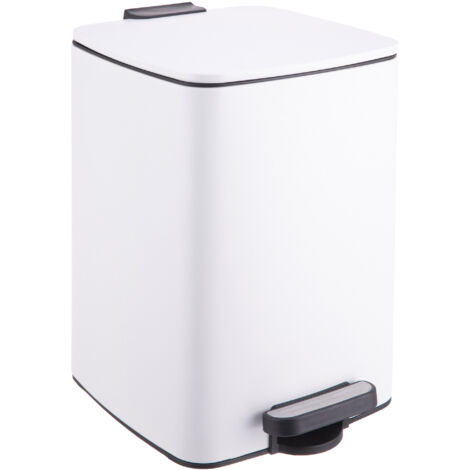 Cestino Rifiuti 6 Litri - Confezione Da 2 - Bianco E Grigio - Per Cucina, Ufficio, Bagno - In Polipropilene