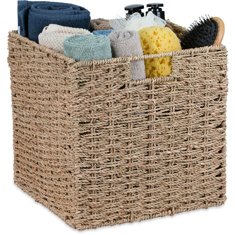 Set di cestini portaoggetti in vimini naturale con coperchi