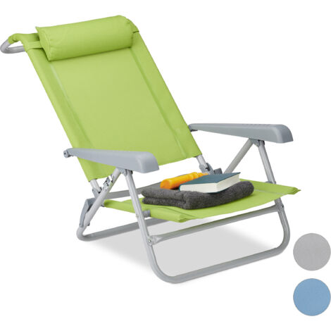 Relaxdays – Chaise pliante de jardin réglable 8 positions – Appui-tête amovible – Accoudoirs ajustables – Charge max 120 kg – Tissu textilène et acier
