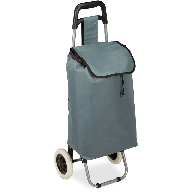 Relaxdays - Chariot de courses pliable sac amovible 28 L,caddie pour achats roulettes HlP 92,5x 42 x 28 cm,gris