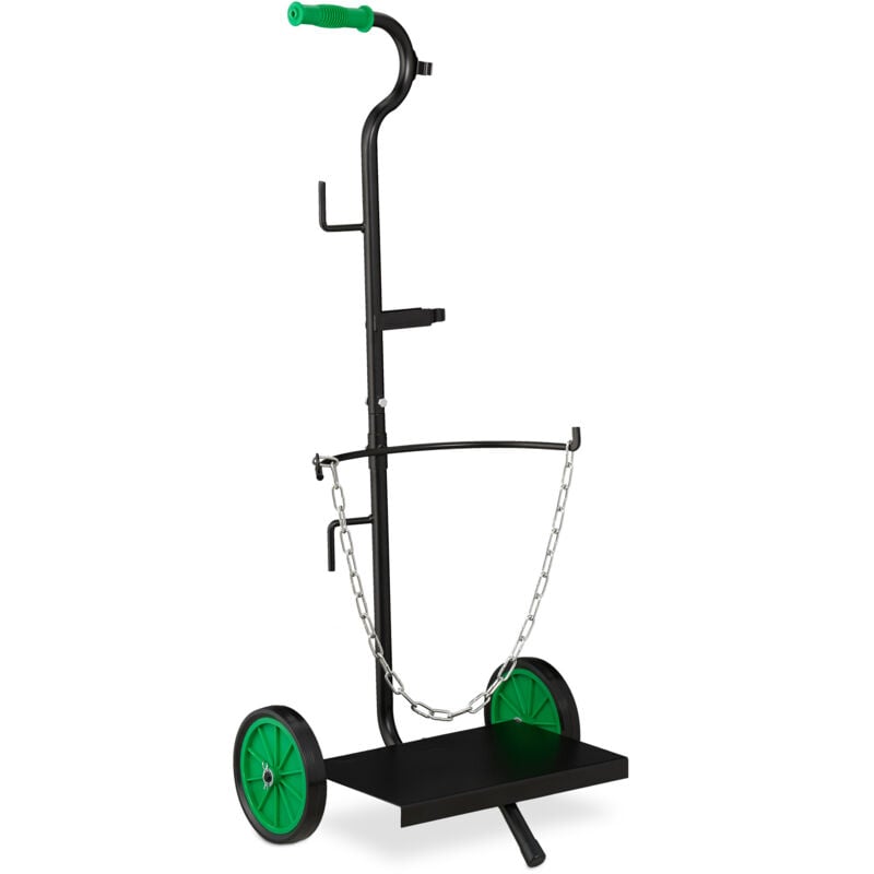 Chariot de transport de Gaz, Diable bonbonnes de gaz de 5 et 11 kg,de Propane, roues en caoutchouc, acier noir - Relaxdays